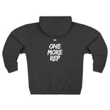 One More Rep Zip Hoodie — Motivational Gym Hoodie with "One More Rep" Back Print