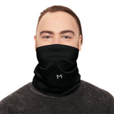 Winter Neck Gaiter — Minimal 'MENTALLY' Black Face Scarf with Drawstring