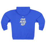 One More Rep Zip Hoodie — Motivational Gym Hoodie with "One More Rep" Back Print