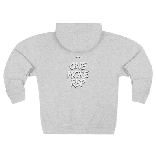 One More Rep Zip Hoodie — Motivational Gym Hoodie with "One More Rep" Back Print