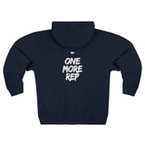 One More Rep Zip Hoodie — Motivational Gym Hoodie with "One More Rep" Back Print